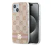 Etui DKNY IML Checkered Mono Pattern & Printed Stripes MagSafe do iPhone 15 Różowy