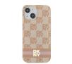 Etui DKNY IML Checkered Mono Pattern & Printed Stripes MagSafe do iPhone 15 Różowy