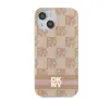 Etui DKNY IML Checkered Mono Pattern & Printed Stripes MagSafe do iPhone 15 Różowy