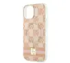 Etui DKNY IML Checkered Mono Pattern & Printed Stripes MagSafe do iPhone 15 Różowy