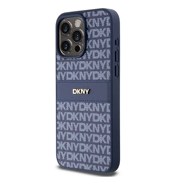 Etui DKNY Hardcase Leather Mono Stripe & Metal Logo do iPhone 15 Pro Max Niebieski