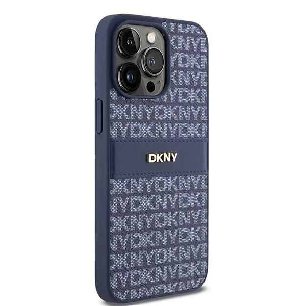 Etui DKNY Hardcase Leather Mono Stripe & Metal Logo do iPhone 15 Pro Max Niebieski