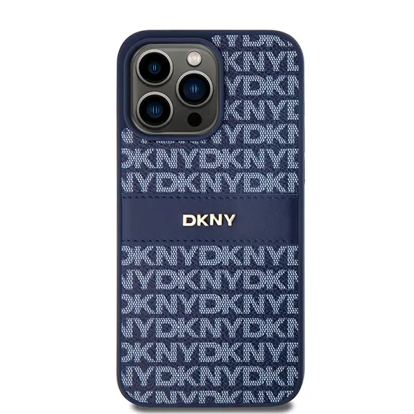 Etui DKNY Hardcase Leather Mono Stripe & Metal Logo do iPhone 15 Pro Max Niebieski