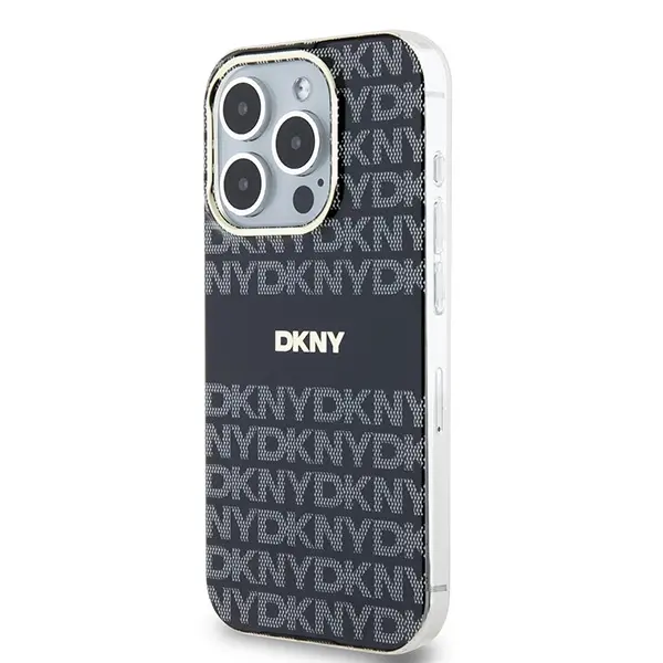Etui DKNY IML Mono & Stripe MagSafe do iPhone 15 Pro Max Czarny