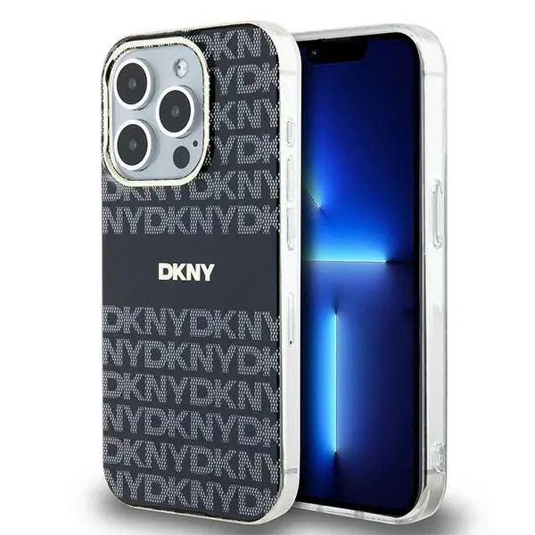 Etui DKNY IML Mono & Stripe MagSafe do iPhone 15 Pro Max Czarny