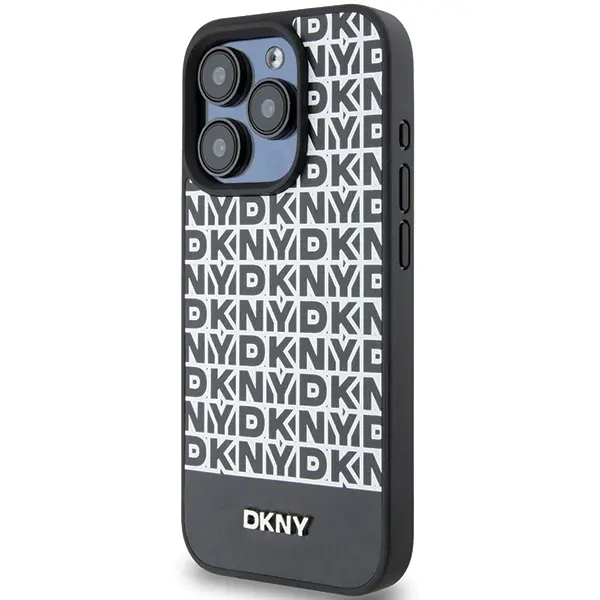 Etui DKNY Leather Printed Pattern Metal Logo MagSafe do iPhone 15 Pro Max Czarny