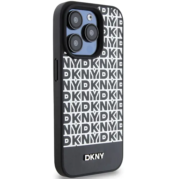 Etui DKNY Leather Printed Pattern Metal Logo MagSafe do iPhone 15 Pro Max Czarny