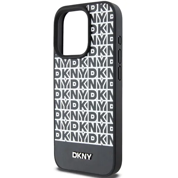 Etui DKNY Leather Printed Pattern Metal Logo MagSafe do iPhone 15 Pro Max Czarny