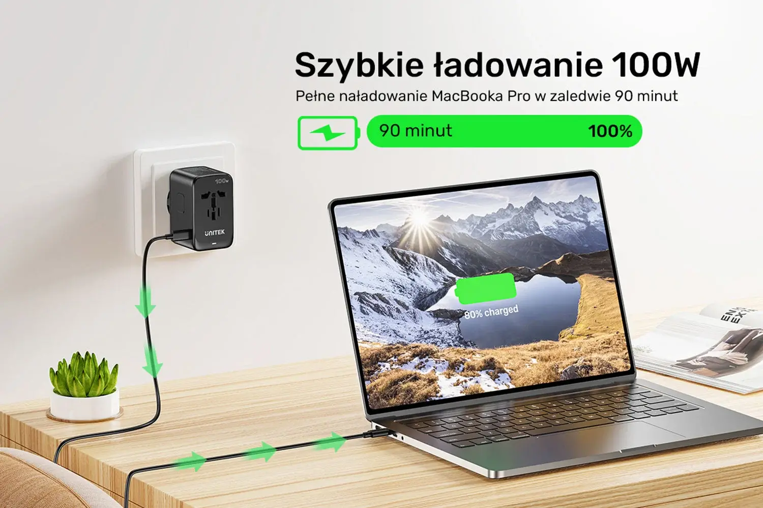 Ładowarka podróżna Unitek P1123ABK01 EU/US/UK/AUS PowerDelivery 100W