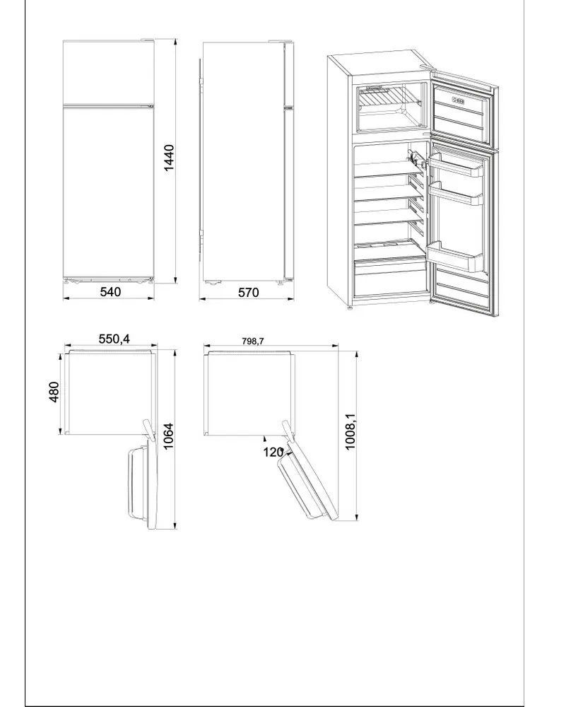 Lodówka Whirlpool W55TM 4120 W 2 144cm Komora świeżości Biały