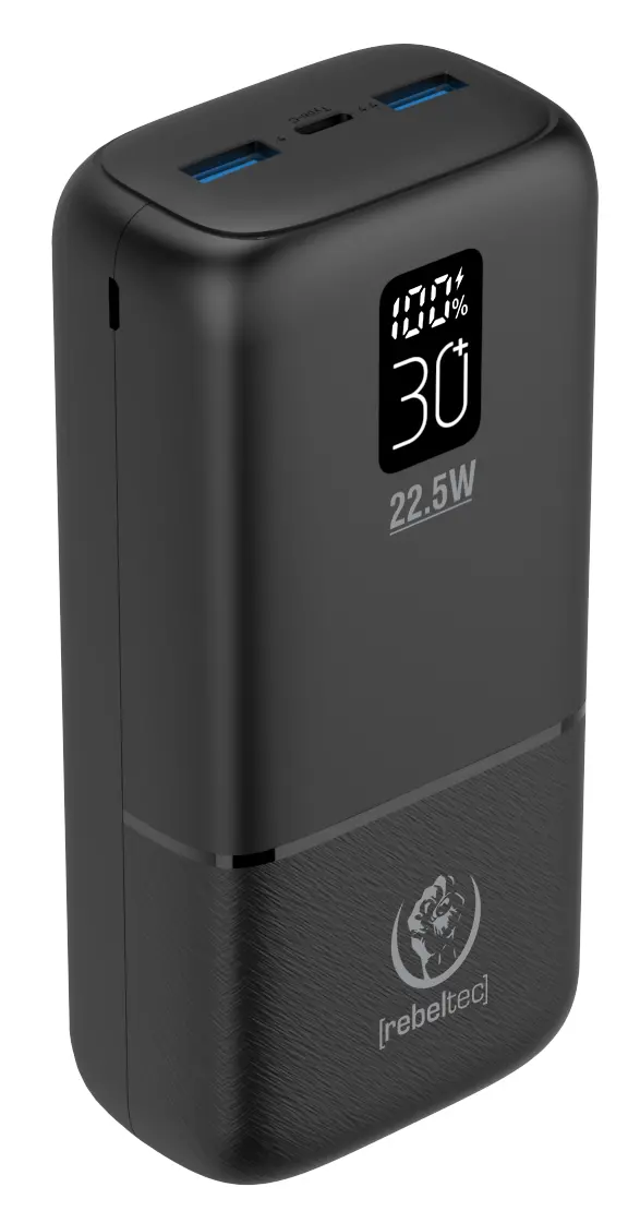 Powerbank Rebeltec P30 LCDPD 30000mAh 22,5W Czarny