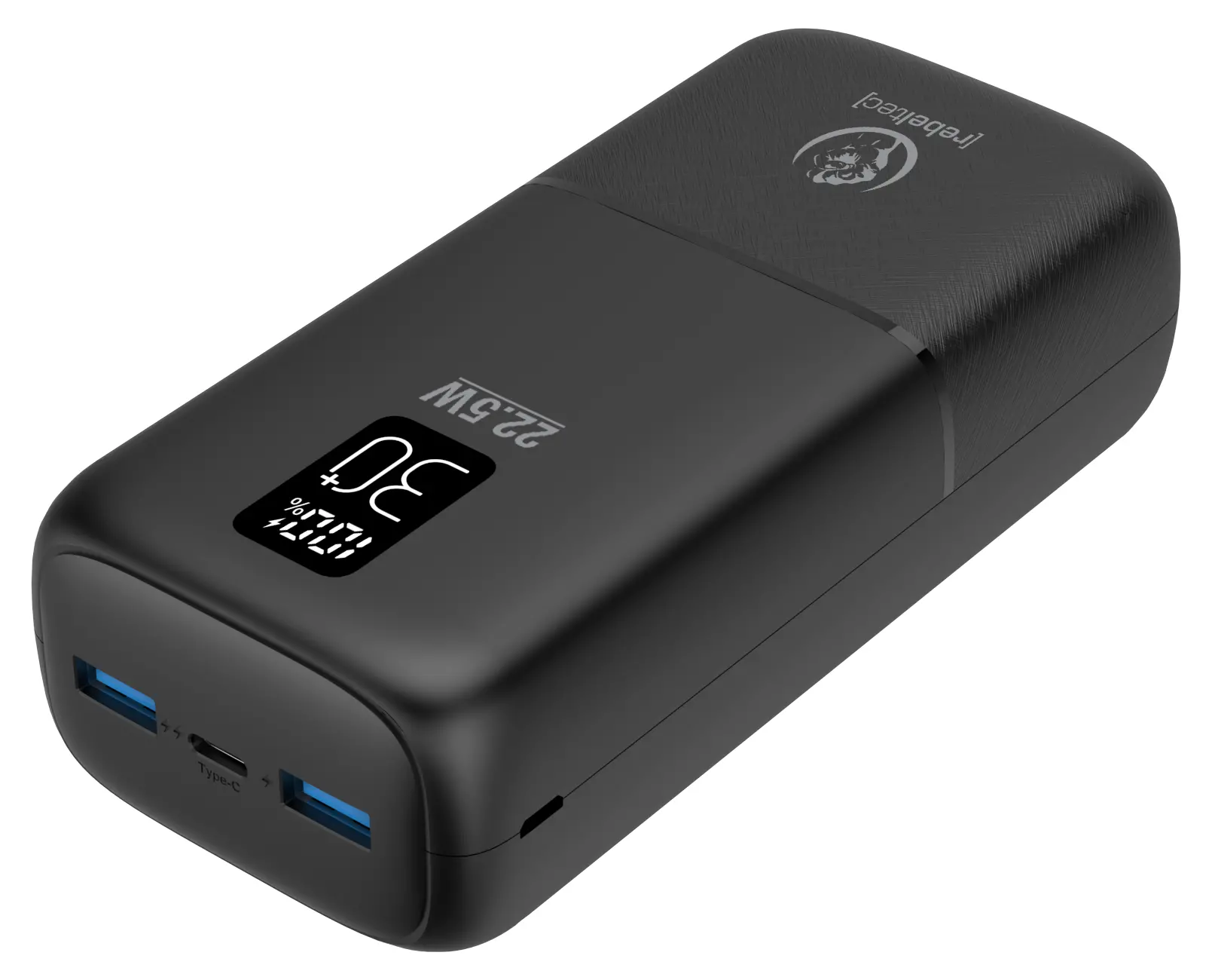 Powerbank Rebeltec P30 LCDPD 30000mAh 22,5W Czarny