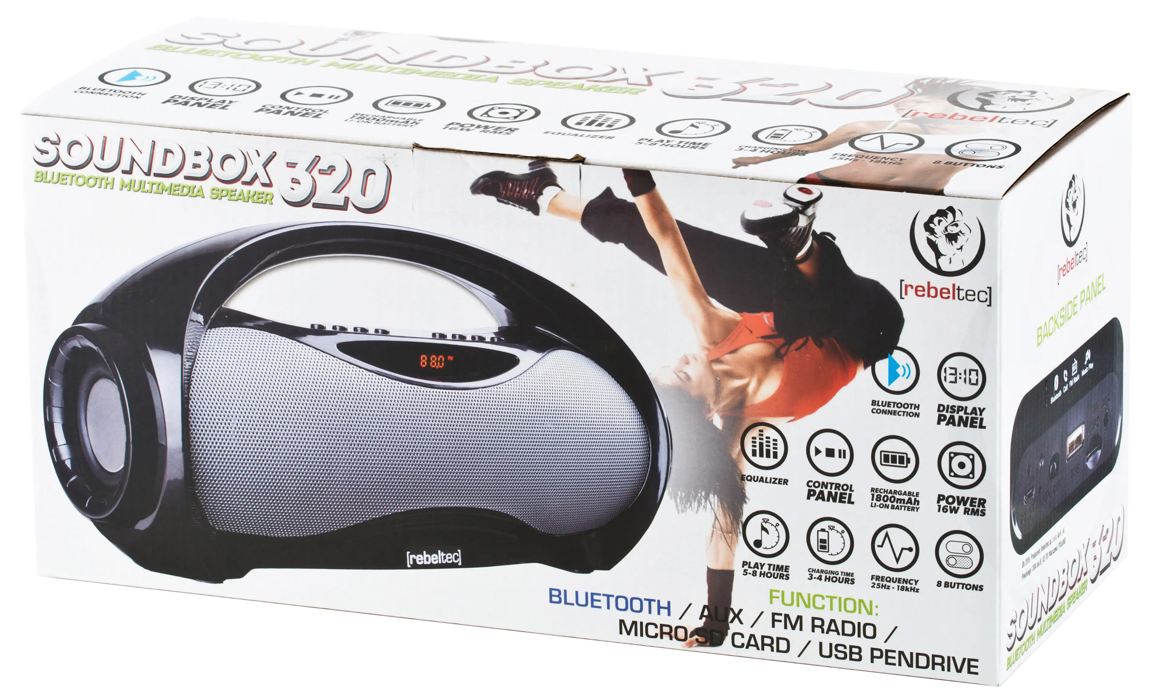 Głośnik Bluetooth Rebeltec SoundBOX 320 16W Radio FM Czarny