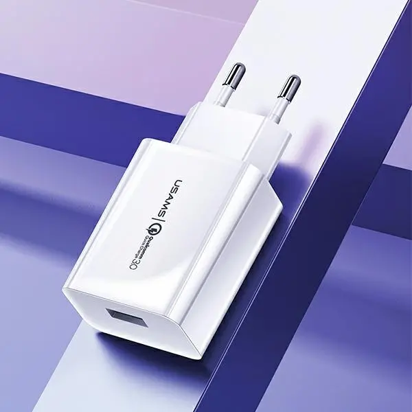 Ładowarka sieciowa USAMS T48OCLN01 USB 18W + kabel USB-C Biały