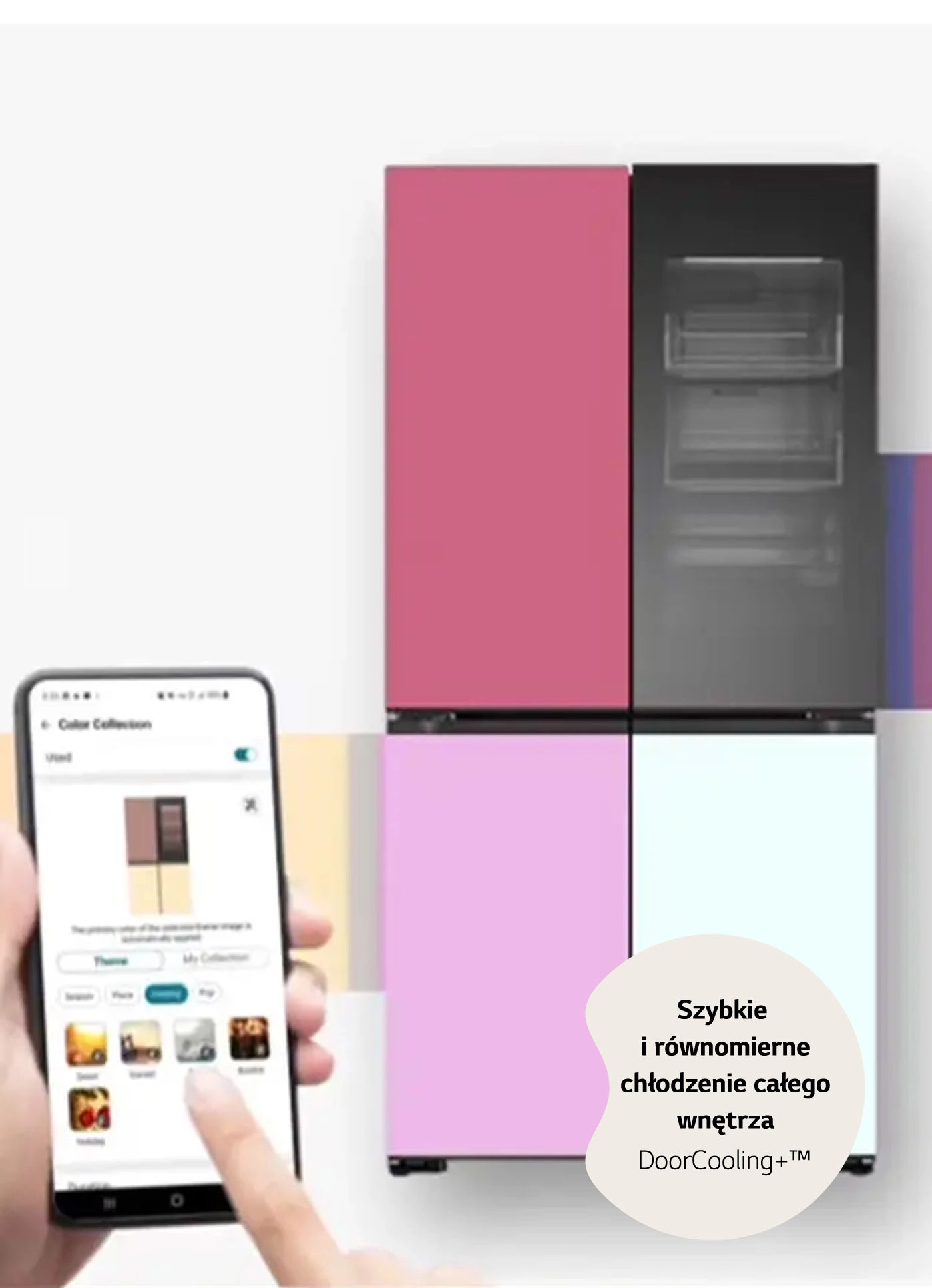 Lodówka LG MoodUP InstaView GMV960NNME Pełny No Frost 186,5cm Zdalne sterowanie Zmienny kolor frontu