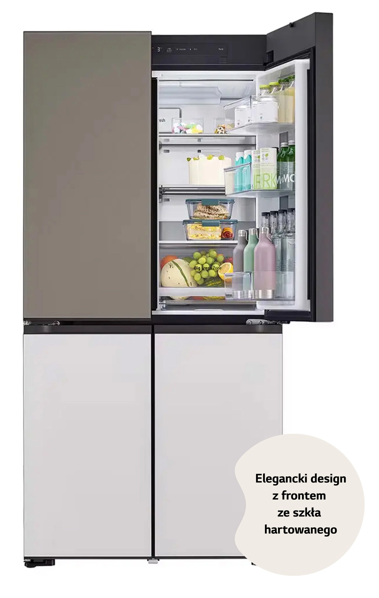 Lodówka LG MoodUP InstaView GMV960NNME Pełny No Frost 186,5cm Zdalne sterowanie Zmienny kolor frontu