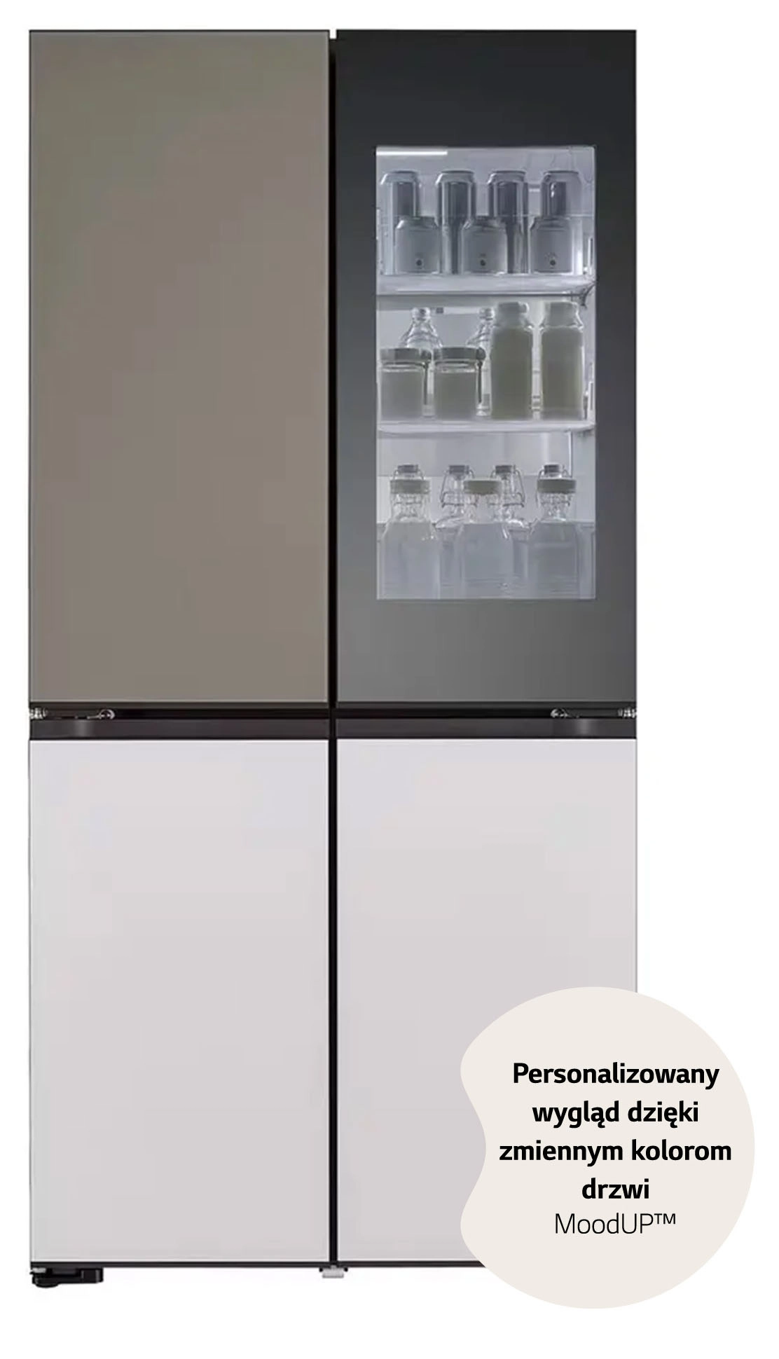 Lodówka LG MoodUP InstaView GMV960NNME Pełny No Frost 186,5cm Zdalne sterowanie Zmienny kolor frontu