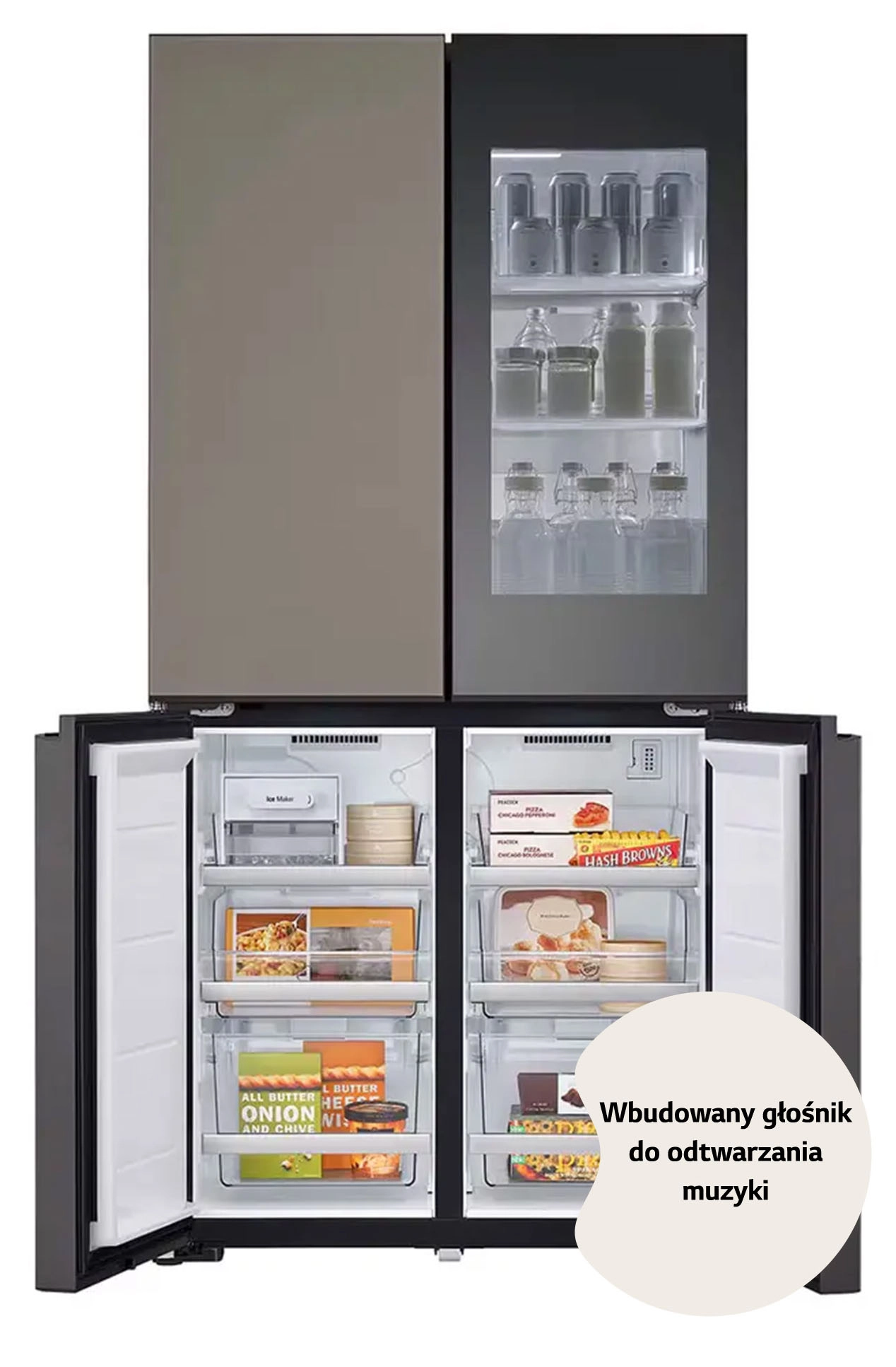 Lodówka LG MoodUP InstaView GMV960NNME Pełny No Frost 186,5cm Zdalne sterowanie Zmienny kolor frontu