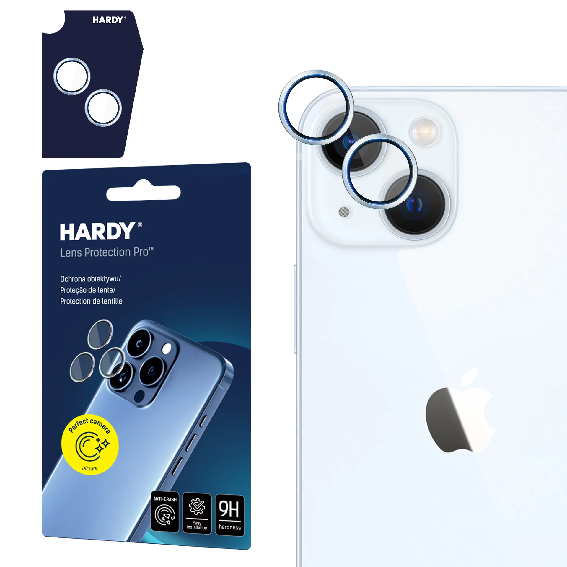 Szkło hartowane 3mk Hardy Lens Protection Pro Blue na aparat iPhone 15/15 Plus