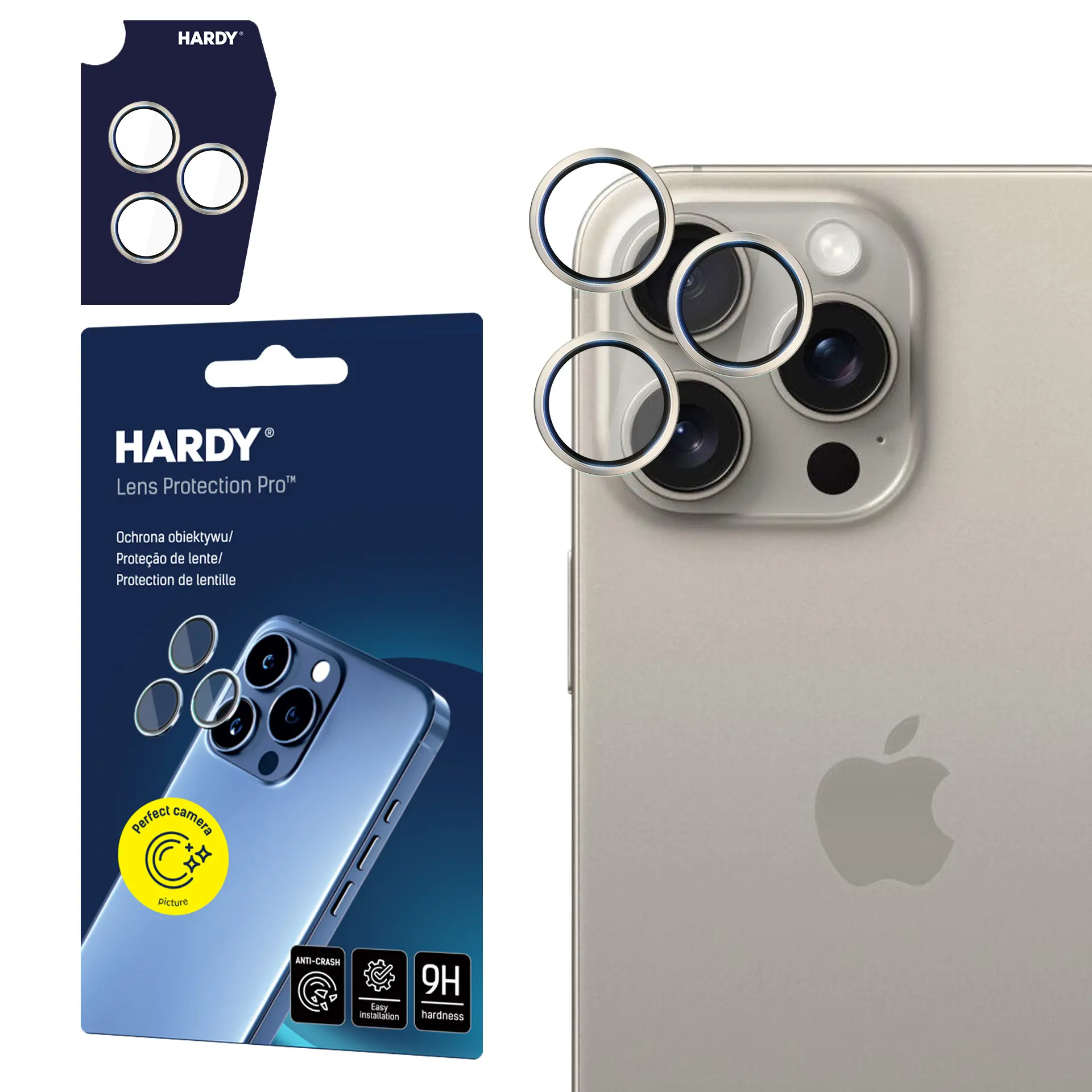 Szkło hartowane 3mk Hardy Lens Protection Pro Natural na aparat iPhone 15 Pro Max