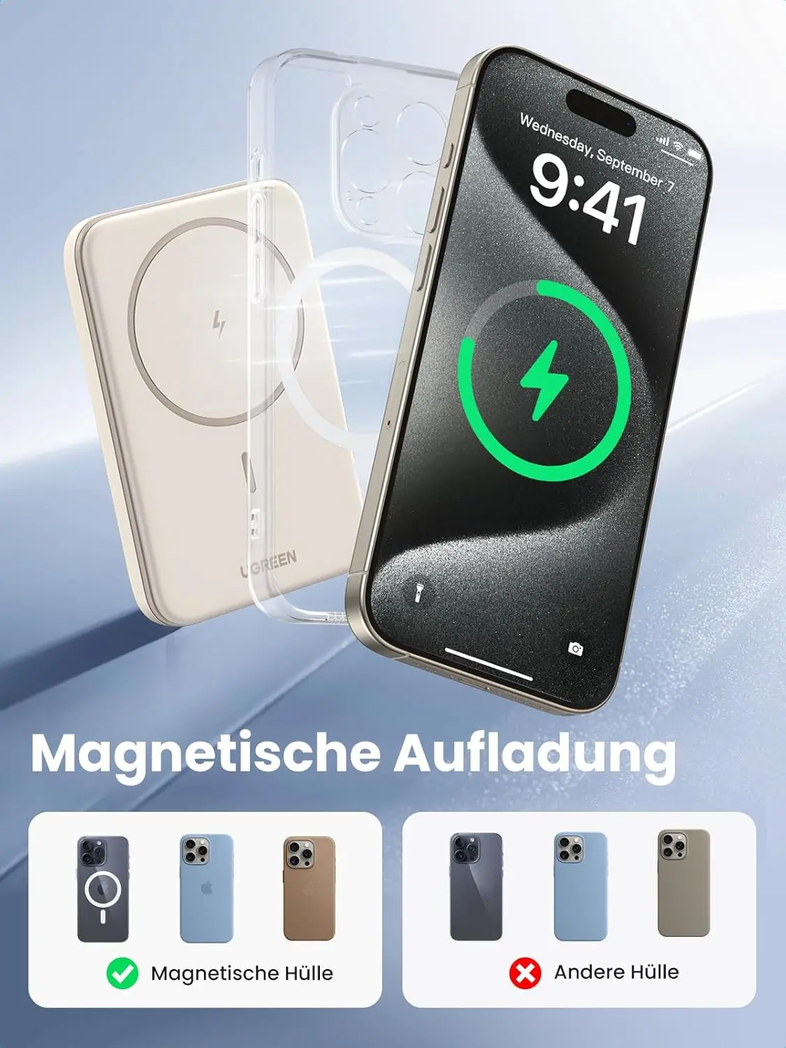 Powerbank UGREEN PB560 5000mAh MagSafe 15W Beżowy