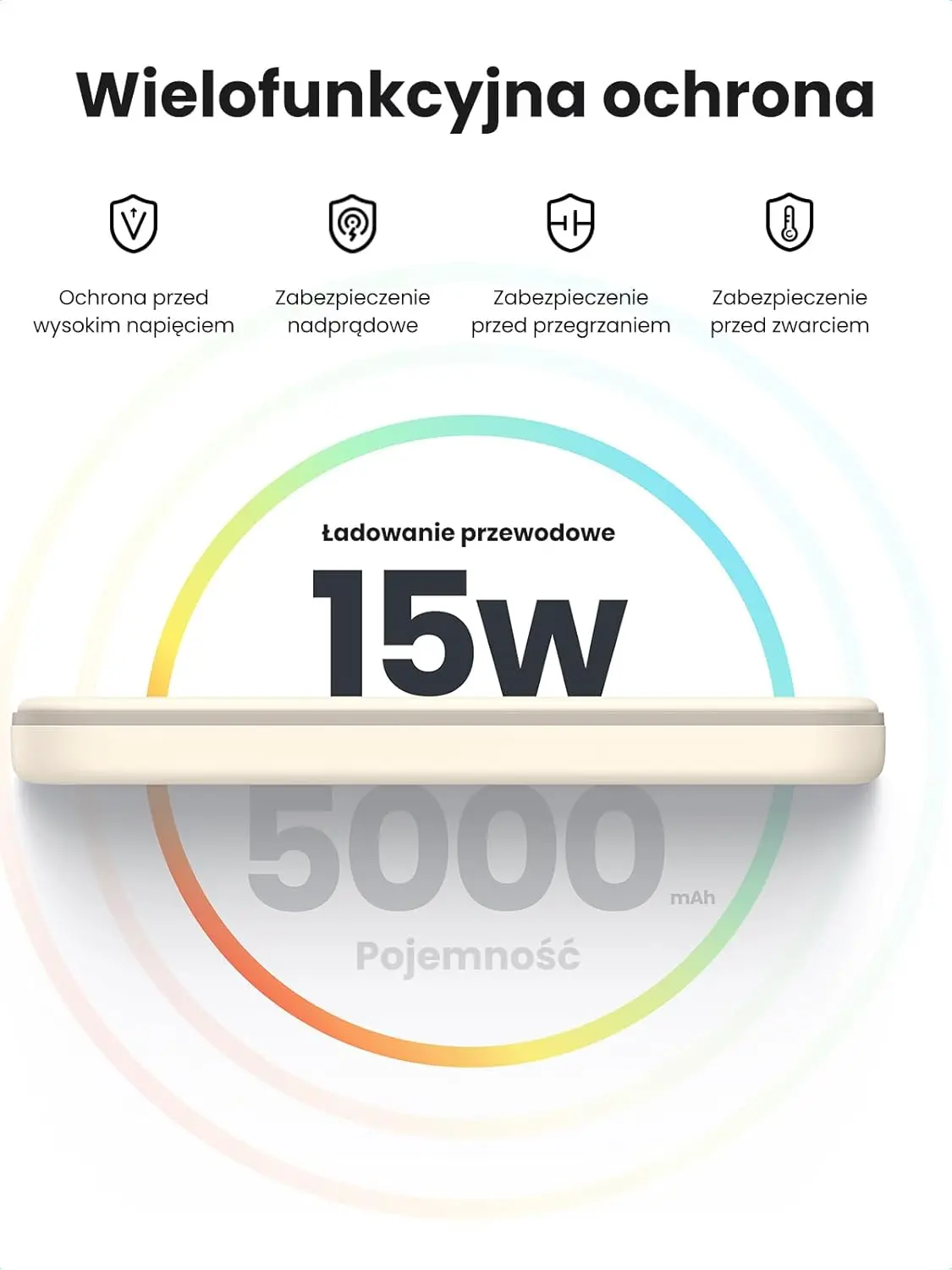 Powerbank UGREEN PB560 5000mAh MagSafe 15W Beżowy