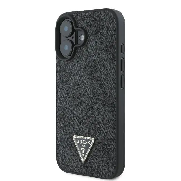 Etui Guess hardcase Leather 4G Triangle Strass iPhone 16 Plus Czarny