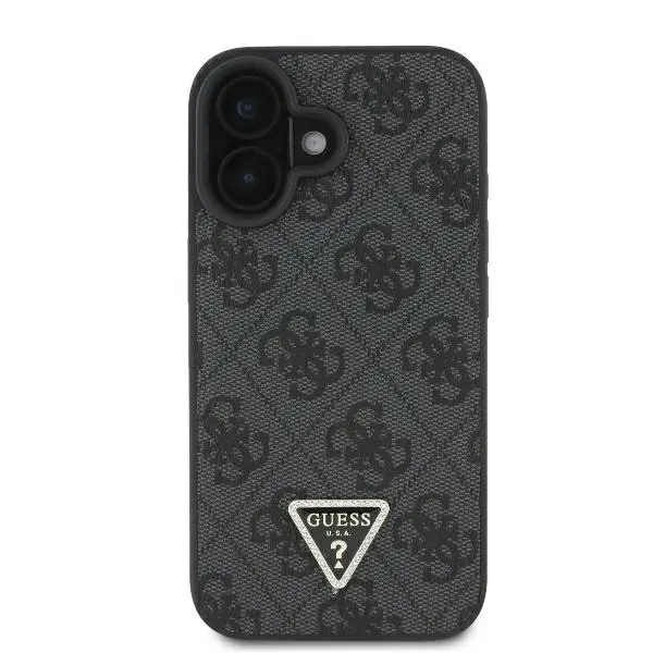 Etui Guess hardcase Leather 4G Triangle Strass iPhone 16 Plus Czarny