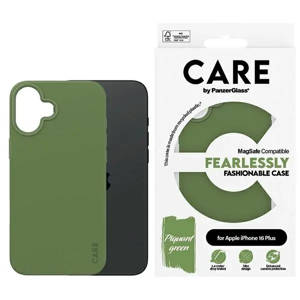 Etui PanzerGlass Fearlessly Fashionable MagSafe do iPhone 16 Plus Zielony