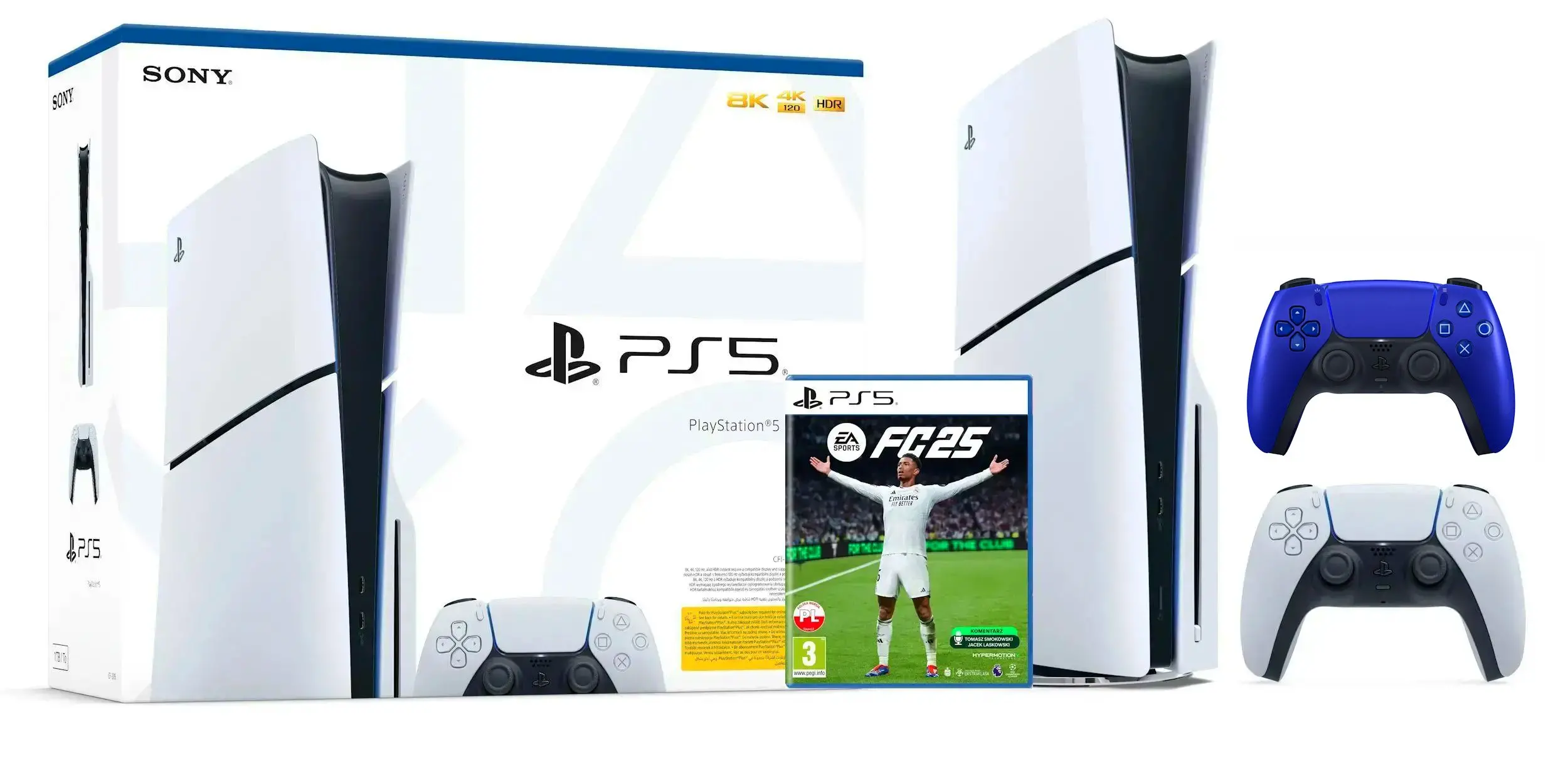 Konsola Sony PlayStation 5 Slim D Chassis (PS5) 1TB z napędem + Dodatkowy Pad Wieczorny kobalt + EA SPORTS FC 25