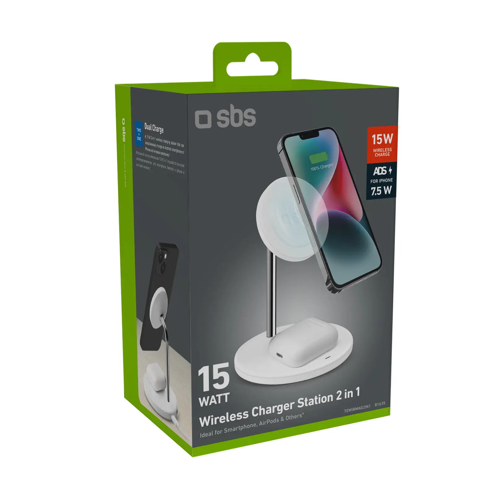 Ładowarka indukcyjna SBS 2w1 15W MagSafe Biały