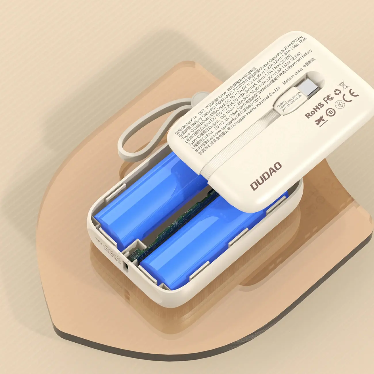 Powerbank Dudao K14 10000mAh 22,5W Beżowy