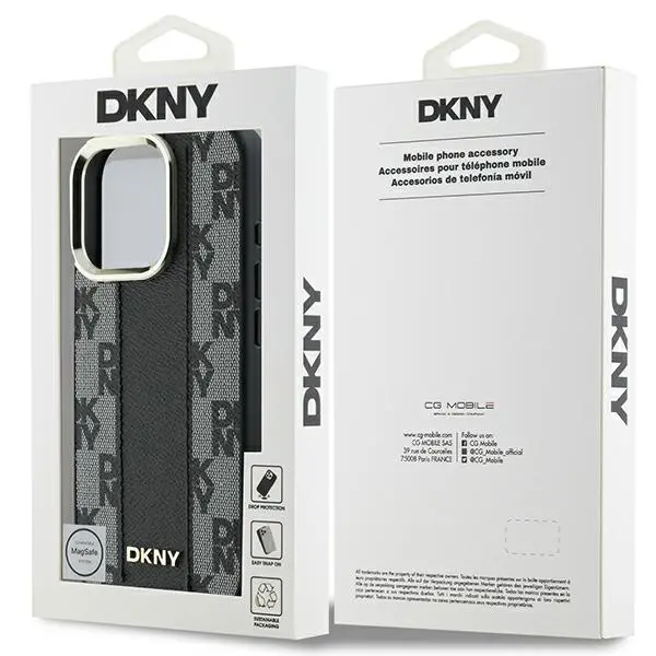 Etui DKNY Checkered Pattern MagSafe do iPhone 16 Pro Czarny