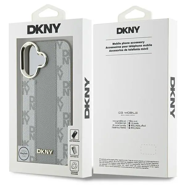 Etui DKNY Checkered Pattern MagSafe do iPhone 16 Beżowy