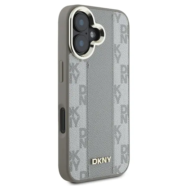 Etui DKNY Checkered Pattern MagSafe do iPhone 16 Beżowy