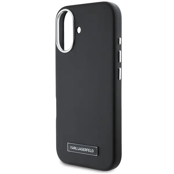 Etui Karl Lagerfeld Monogram Choupette Head Pin do iPhone 16 Czarny