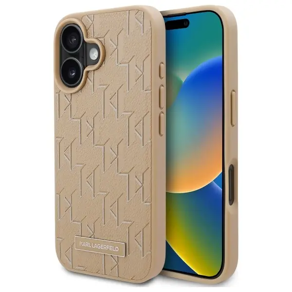 Etui Karl Lagerfeld Hot Stamp MagSafe do iPhone 16 Beżowy