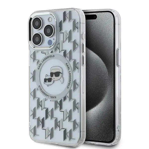 Etui Karl Lagerfeld IML Monogram Karl&Choupette do iPhone 15 Pro Przezroczysty