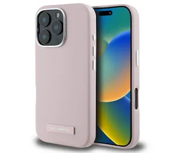 Etui Karl Lagerfeld FW Metal Plate MagSafe do iPhone 16 Pro Różowy