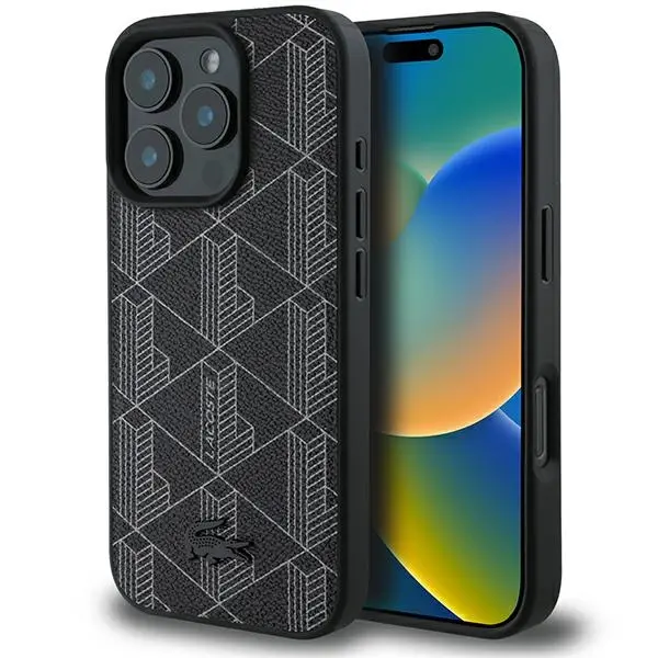 Etui Lacoste Blend Monogram MagSafe do iPhone 16 Pro Max Czarny