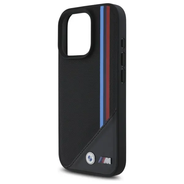 Etui BMW M Meshed Tricolor Stripes MagSafe do iPhone 16 Pro Max Czarny