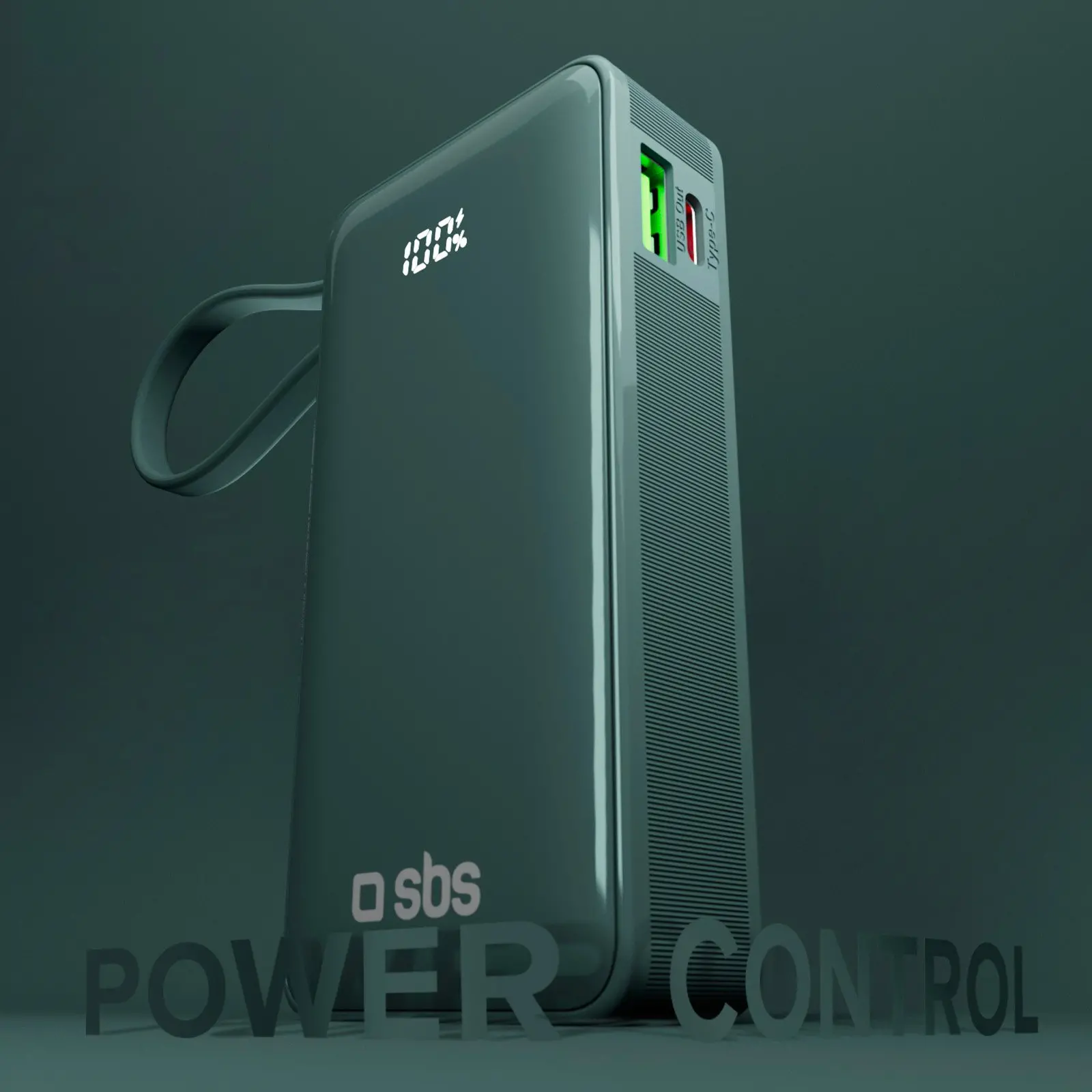 Powerbank SBS TTBB10000LCDTCPD20A 10000mAh PD 20W Wbudowany kabel USB-C Cyjan