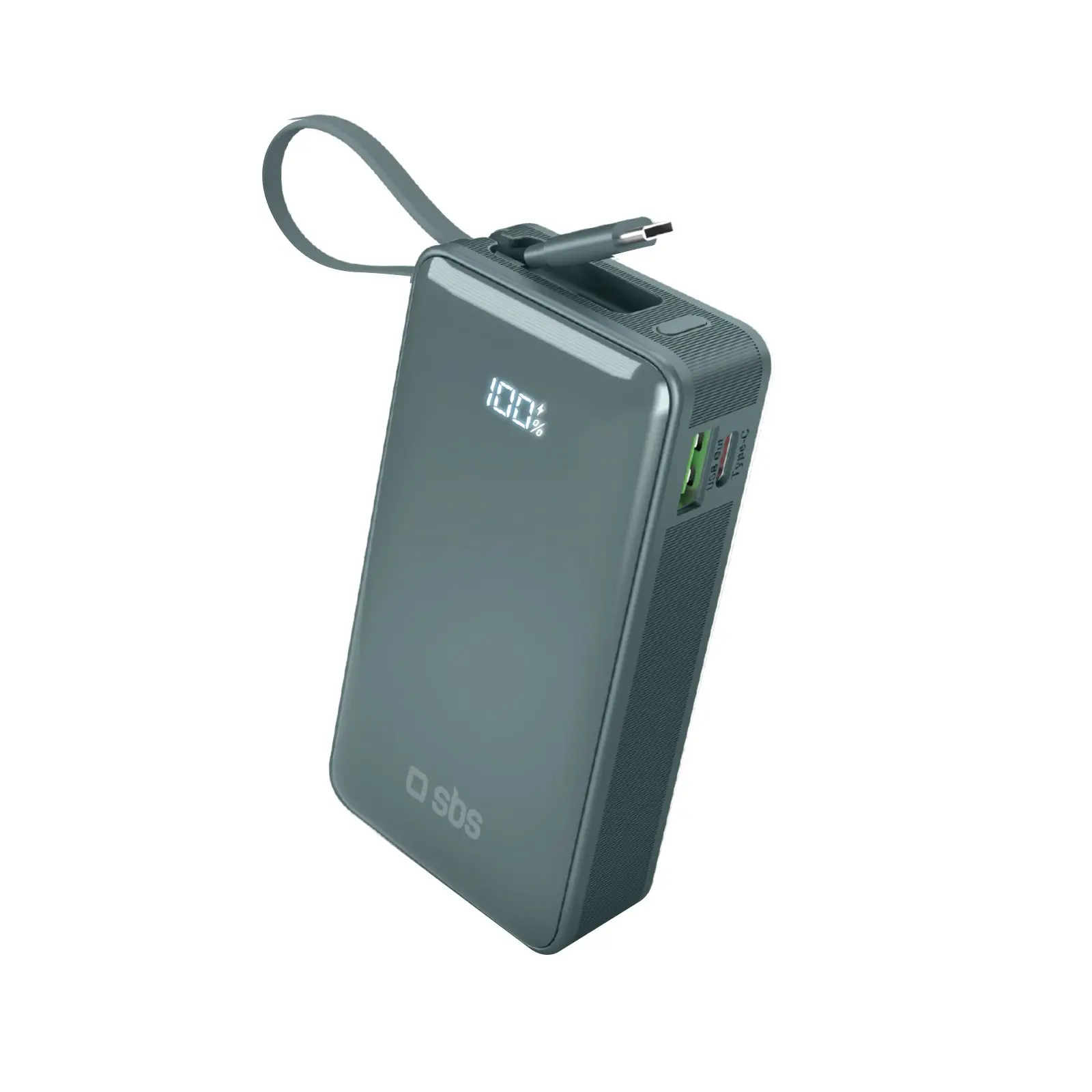 Powerbank SBS TTBB10000LCDTCPD20A 10000mAh PD 20W Wbudowany kabel USB-C Cyjan