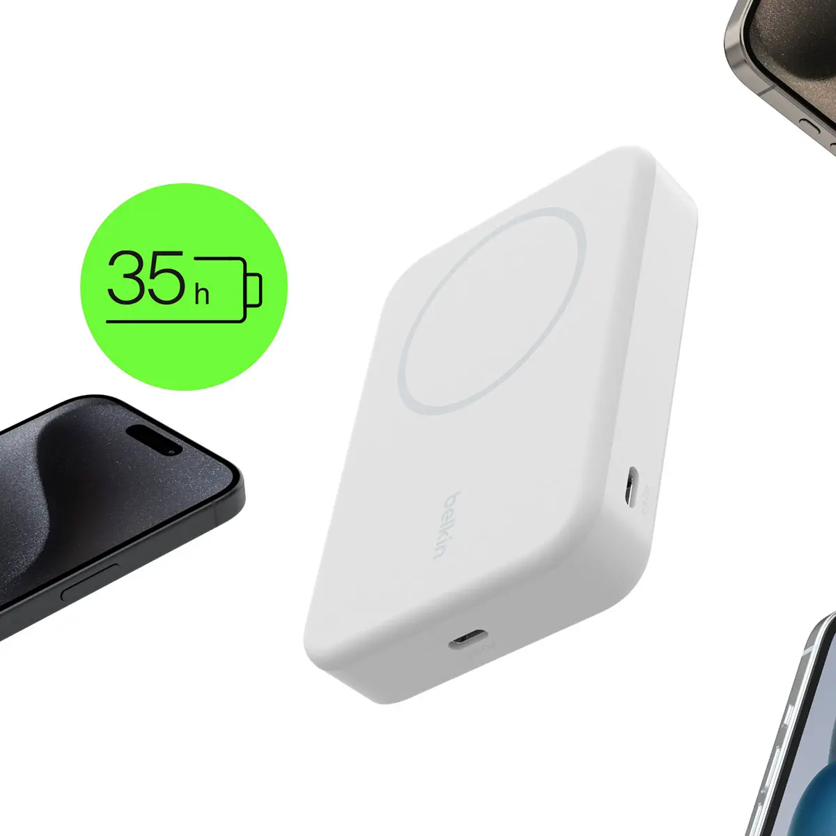 Powerbank Belkin BPD008BTWH BoostCharge Pro Magnetic 10000mAh,15W Qi2, MagSafe Biały