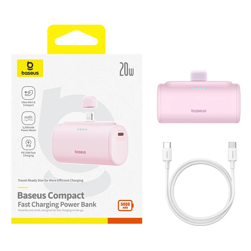 Powerbank Baseus Compact IP 5000mAh 20W Lightning Różowy
