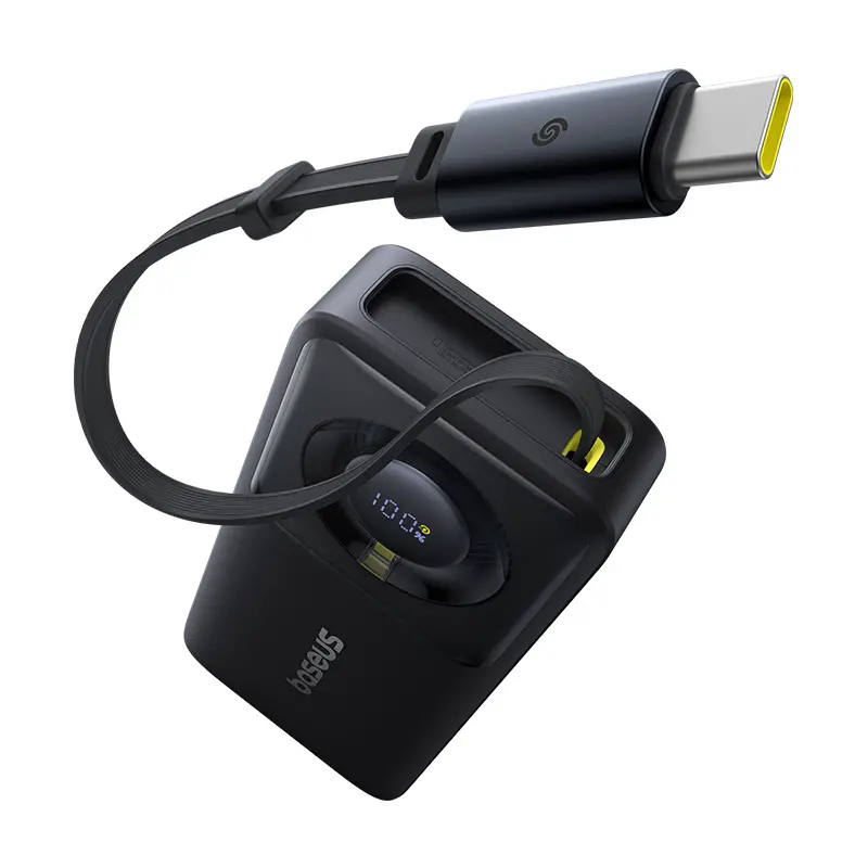 Powerbank Baseus Free2Pull 10000mAh 30W Wbudowany kabel Czarny