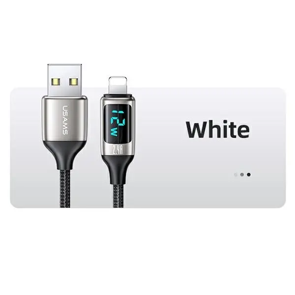 Kabel USAMS USB do Lightning LED 2.4A Fast Charging 1,2m Czarny