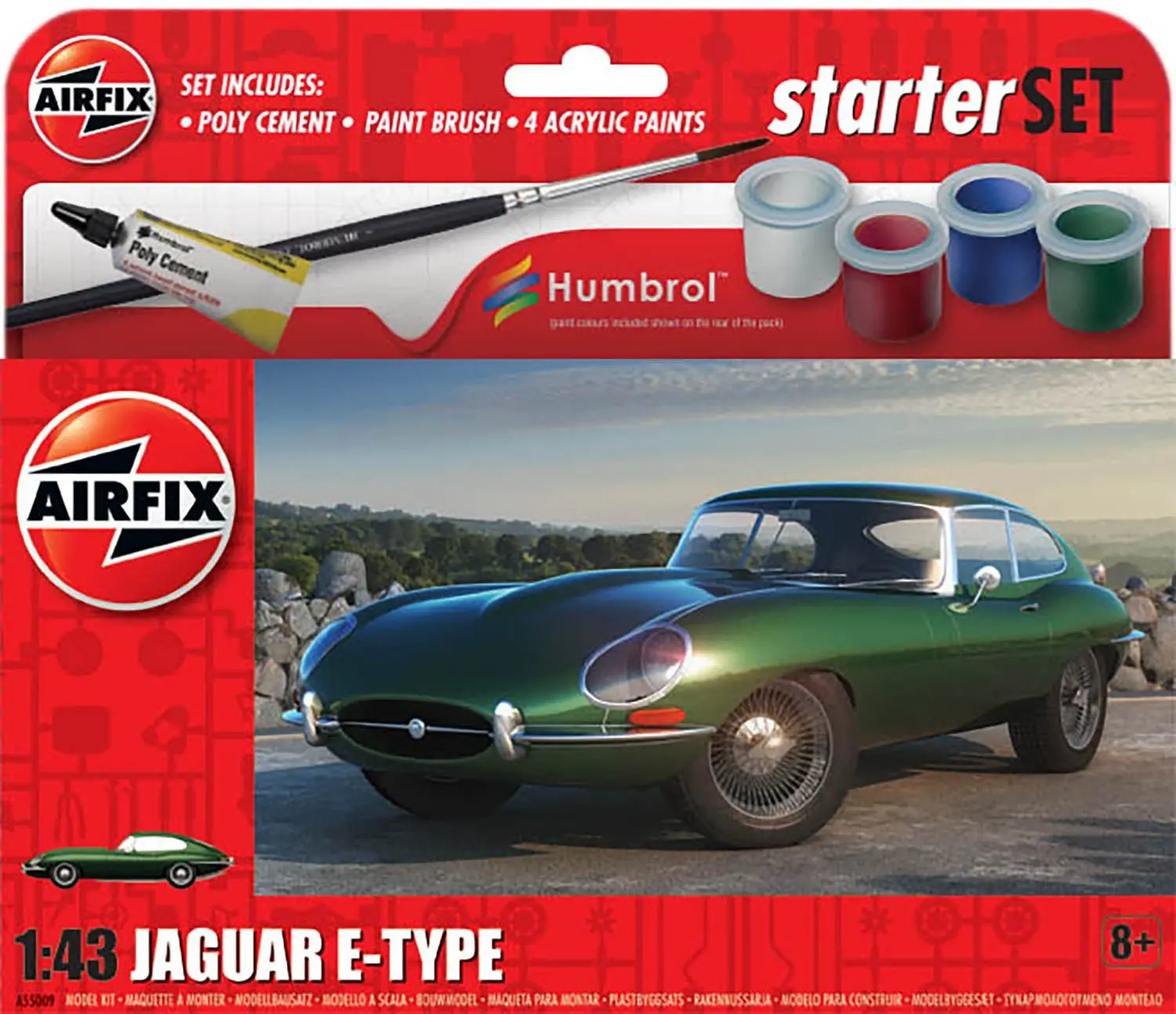 Model do sklejania Airfix A55009 Starter Set - Jaguar E-Type