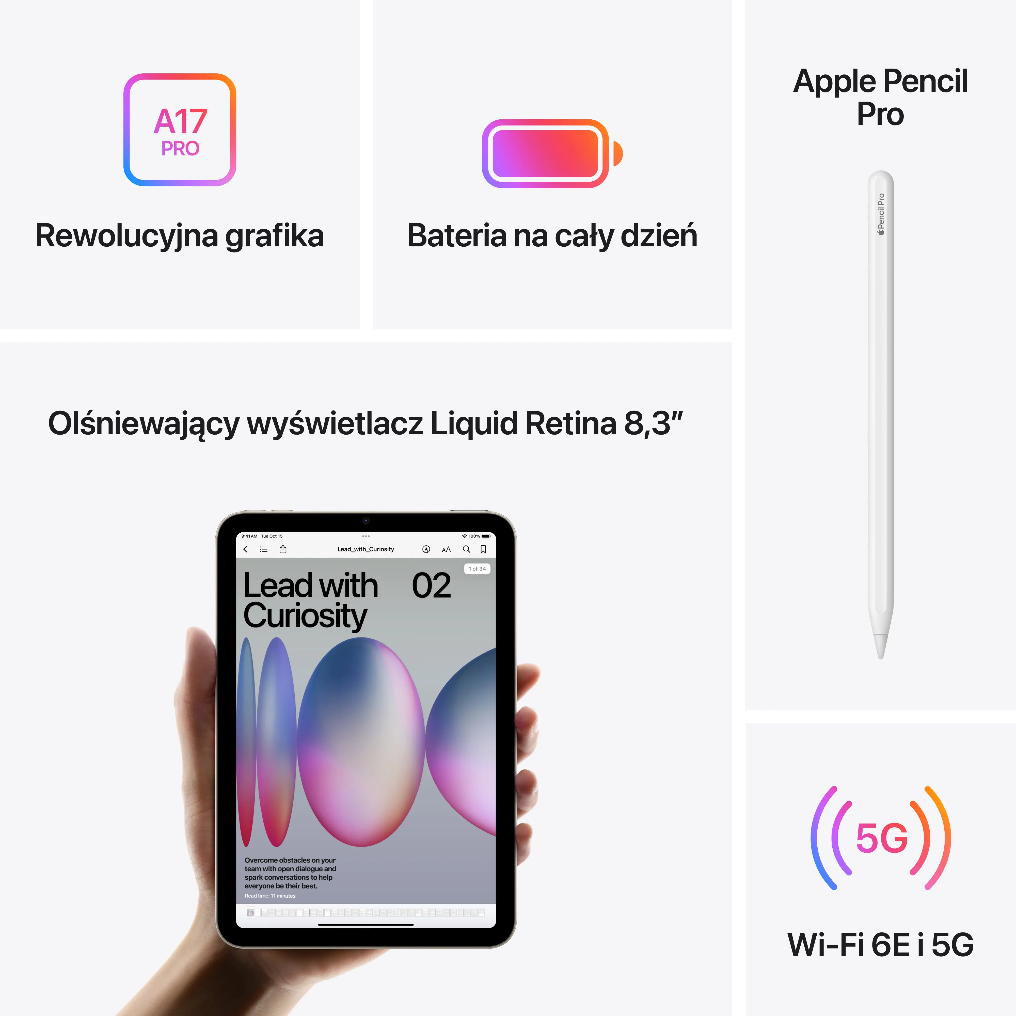 Apple iPad mini 7 gen 8,3" Wi-Fi + Cellular 5G 128GB Fioletowy