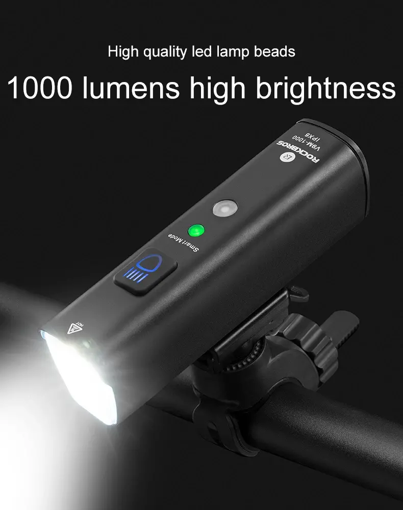 Lampka rowerowa przednia RockBros V9M-1000 Czarny